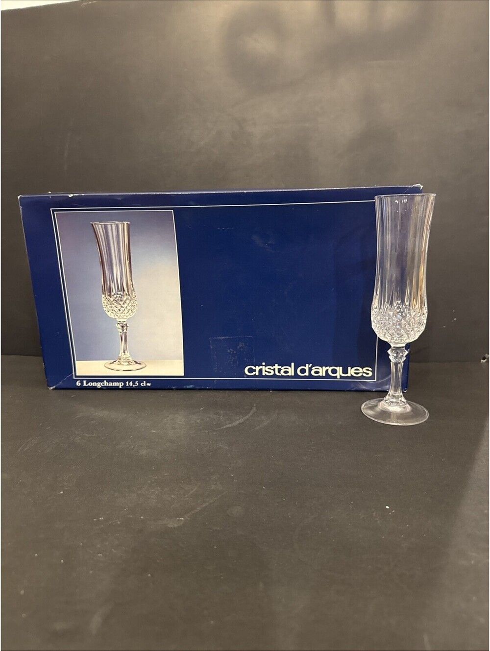Cristal d’Arques (6) Longchamp Crystal Champagne Flutes France 5 oz
